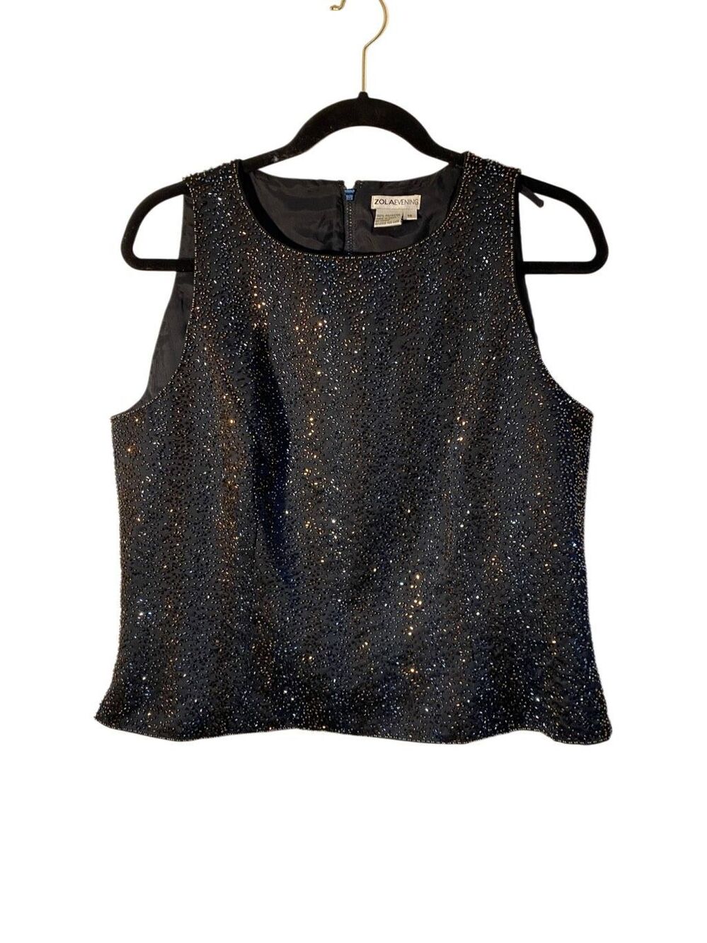 VTG Zola evening black beaded full back zip evening top 16